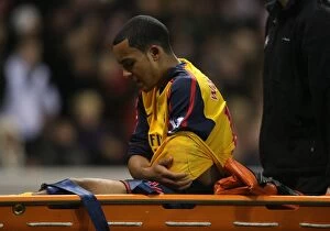 Stoke City v Arsenal 2008-09 Gallery: Arsenals Theo Walcott injured after a challenge by