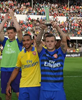 Arsenal V Manchester City Pre Season 2013-14 Prints: Arsenal's Theo Walcott and Jack Wilshere Share a Moment After Arsenal vs