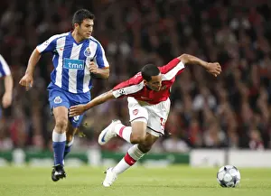 Arsenal V FC Porto 2008-09 Prints: Arsenal's Theo Walcott Scores Brace Against Porto's Nelson Benitez in 4-0 UEFA Champions League Victory
