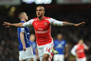 Arsenal V Leicester City 2014-15 Prints: Arsenal's Theo Walcott Scores Second Goal vs. Leicester City (2015)