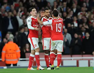 Arsenal V PFC Ludogorets Razgrad 2016-17 Prints: Arsenal's Theo Walcott and Teammates Celebrate Goals Against Ludogorets Razgrad in 2016-17 UEFA Champions League