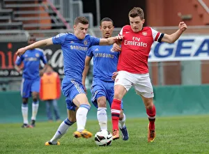 Youth Sports League Prints: Arsenal's Thomas Eisfeld Tries to Outmaneuver Chelsea's Kevin Wright in NextGen Series Semi-Final