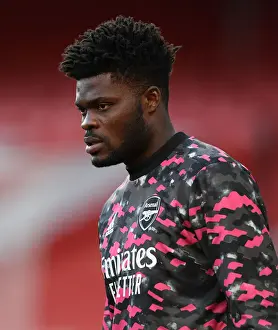 Arsenal's Thomas Partey Before Empty Emirates Stadium in UEFA Europa League Semi-Final vs Villarreal CF