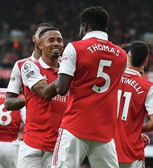 Arsenal v Nottingham Forest 2022-23 Collection: Arsenal's Thomas Partey and Gabriel Jesus Celebrate Goals Against Nottingham Forest (2022-23)