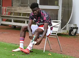 Arsenal V Millwall 2021-22 Prints: Arsenal's Thomas Partey Prepares for Action in Arsenal v Millwall Pre-Season Friendly