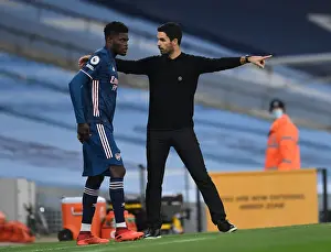 Manchester City V Arsenal 2020-21 Prints: Arsenal's Thomas Partey Receives Tactical Guidance from Mikel Arteta during Manchester City Showdown