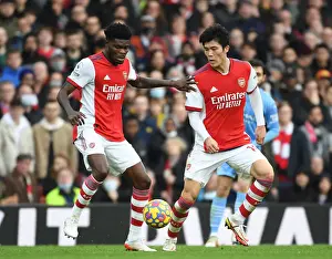Arsenal V Manchester City 2021-22 Prints: Arsenal's Thomas Partey and Takehiro Tomiyasu in Action against Manchester City - Premier League 2021-22