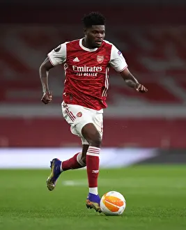 Arsenal's Thomas Partey in UEFA Europa League Quarterfinal vs Slavia Praha at Empty Emirates Stadium