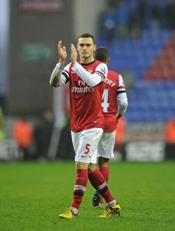 Images Dated 22nd December 2012: Arsenal's Thomas Vermaelen Applauding Fans after Wigan Victory (2012-13)