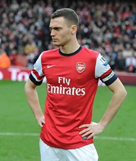 Images Dated 13th April 2013: Arsenal's Thomas Vermaelen Pre-Match at Emirates Stadium (Arsenal v Norwich City, 2012-13)