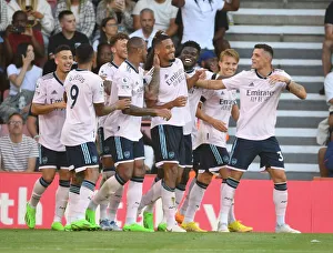 Arsenal's Thrilling Comeback: Saliba, Xhaka, Odegaard, Partey, Martinelli, Jesus, and White Celebrate Goals Against AFC Bournemouth (2022-23)