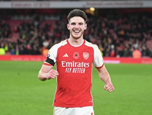 Images Dated 11th November 2023: Arsenal's Thrilling Victory Over Burnley: Declan Rice Leads the Celebrations