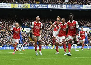 Chelsea V Arsenal 2022-23 Prints: Arsenal's Thrilling Victory: Gabriel's Goal Celebration vs Chelsea