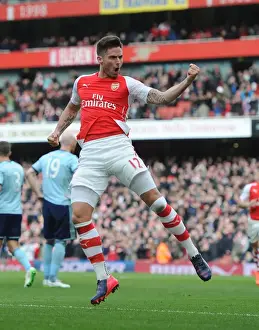 Arsenal V West Ham United 2014/15 Prints: Arsenal's Thrilling Victory: Giroud's Unforgettable Goal vs