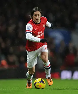 Arsenal V Cardiff City 2013-14 Prints: Arsenal's Tomas Rosicky in Action against Cardiff City (2013-14)