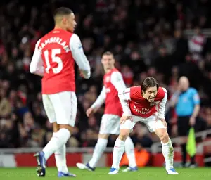 Arsenal V Manchester United 2011-12 Prints: Arsenal's Tomas Rosicky Fights for Victory Against Manchester United (2011-12)