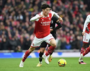 Arsenal's Tomiyasu in Action against AFC Bournemouth, Premier League 2022-23