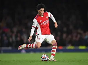 Arsenal V Aston Villa 2021-22 Prints: Arsenal's Tomiyasu in Action against Aston Villa in the Premier League