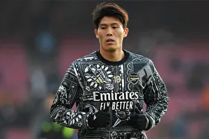 Arsenal's Tomiyasu Readies for Battle: Arsenal vs. Wolverhampton Wanderers, 2023-24 Premier League