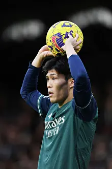 Fulham V Arsenal 2023-24 Prints: Arsenal's Tomiyasu Readies Throw in Fulham Clash (2023-24)