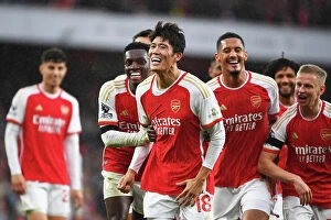 Arsenal v Sheffield United 2023-24 Collection: Arsenal's Tomiyasu Scores Fifth Goal in Thrilling Victory over Sheffield United (2023-24)