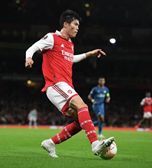 Images Dated 20th October 2022: Arsenal's Tomiyasu Stars: Arsenal vs PSV Eindhoven, UEFA Europa League 2022-23