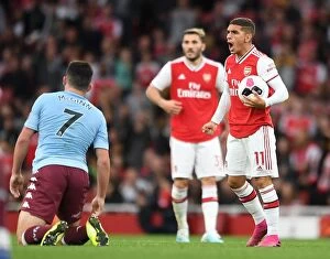 Arsenal v Aston Villa 2019-20 Collection: Arsenal's Torreira in Action against Aston Villa in 2019-20 Premier League