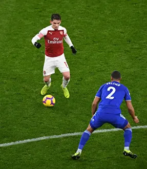 Arsenal V Cardiff City 2018-19 Prints: Arsenal's Torreira Clashes with Cardiff's Peltier in Premier League Showdown