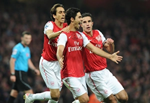 Arsenal's Triumph: Arteta, Benayoun, van Persie Celebrate Goals Against West Bromwich Albion (2011-12)