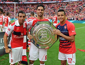 Arsenal V Manchester City - FA Community Shield 2014/15 Prints: Arsenal's Triumph: Celebrating with Cazorla