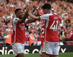Arsenal's Triumph: Jesus & Rice Celebrate 3rd Goal vs Manchester United (2023-24)