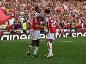 Arsenal's Triumph: Jesus and Vieira Celebrate Third Goal Against Manchester United (2023-24)