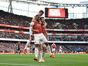 Images Dated 23rd September 2018: Arsenal's Triumph: Lacazette, Xhaka, Ramsey's Goals: A Celebratory Moment at Emirates Stadium