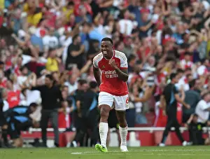 Arsenal V Manchester United 2023-24 Prints: Arsenal's Triumph: Magalhaes Celebrates Third Goal Against Manchester United (2023-24)