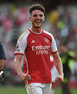 Arsenal's Triumph Over Manchester United: Declan Rice Leads the Victory Celebrations (2023-24 Premier League)