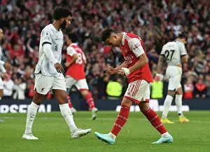 Arsenal's Triumph: Martinelli Celebrates Saka's Goal vs. Liverpool in the 2022-23 Premier League