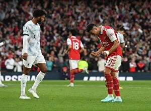 Arsenal v Liverpool 2022-23 Collection: Arsenal's Triumph: Martinelli and Saka's Unforgettable Goal Celebration vs. Liverpool (2022-23)