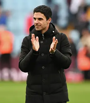 Aston Villa V Arsenal 2022-23 Prints: Arsenal's Triumph: Mikel Arteta and Fans Celebrate at Aston Villa