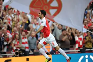 Arsenal's Triumph: Mikel Arteta's Euphoric Moment after Scoring the Fourth Goal vs. Aston Villa (2015-16)