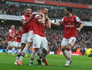 Arsenal V Norwich City 2012-13 Prints: Arsenal's Triumph: Podolski