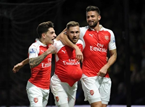 Arsenal's Triumph: Ramsey, Giroud, Bellerin in Glory: Celebrating Goals Against Watford (2015/16)