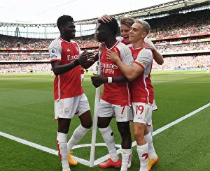 Arsenal's Triumph: Saka, Partey, Trossard Celebrate 3rd Goal vs. Wolverhampton Wanderers (2022-23)