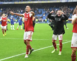 Chelsea V Arsenal 2022-23 Prints: Arsenal's Triumph at Stamford Bridge: Saliba and Zinchenko's Jubilant Moment
