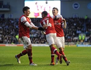 Brighton & Hove Albion v Arsenal FA Cup 2012-13 Collection: Arsenal's Triumph: Walcott, Giroud, and Ramsey's Goal Celebrations vs. Brighton (FA Cup 2012-13)