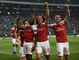 Arsenal's Triumph: Welbeck, Guendouzi, and Xhaka's Unforgettable Goal Celebration (vs. Sporting Lisbon, 2018)