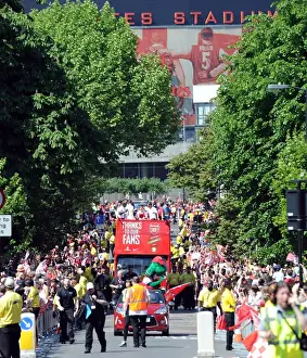 Arsenal Trophy Parade 2014 Prints: Arsenal's Triumphant Parade: Celebrating Victory in Islington, May 18, 2014