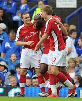 Everton V Arsenal 2009-10 Prints: Arsenal's Triumphant Three-Goal Celebration: Gallas