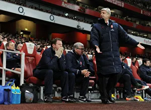 Arsenal V Wolverhampton Wanderers 2011-2012 Prints: Arsenal's Triumvirate: Wenger, Rice, and Lewin on the Touchline (2011-2012)