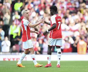 Arsenal V Wolverhampton Wanderers 2022-23 Prints: Arsenal's Trossard and Saka in Action against Wolverhampton Wanderers (2022-23)