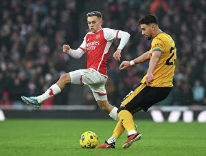 Arsenal v Wolverhampton Wanderers 2023-24 Collection: Arsenal's Trossard Shuts Down Kilman: Arsenal's Victory Over Wolves (2023-24)